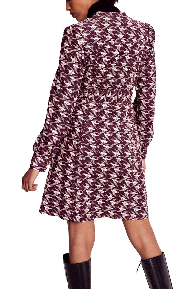 Bre Corduroy Short Dress, Alternate, color, DARK CHERRY SWOOPING SWALLOW