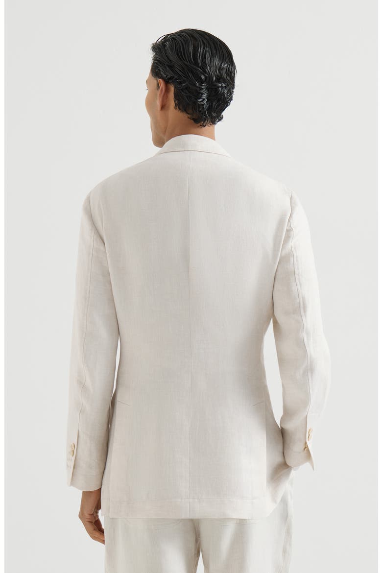 Linen micro chevron unlined blazer, Alternate, color, Shell