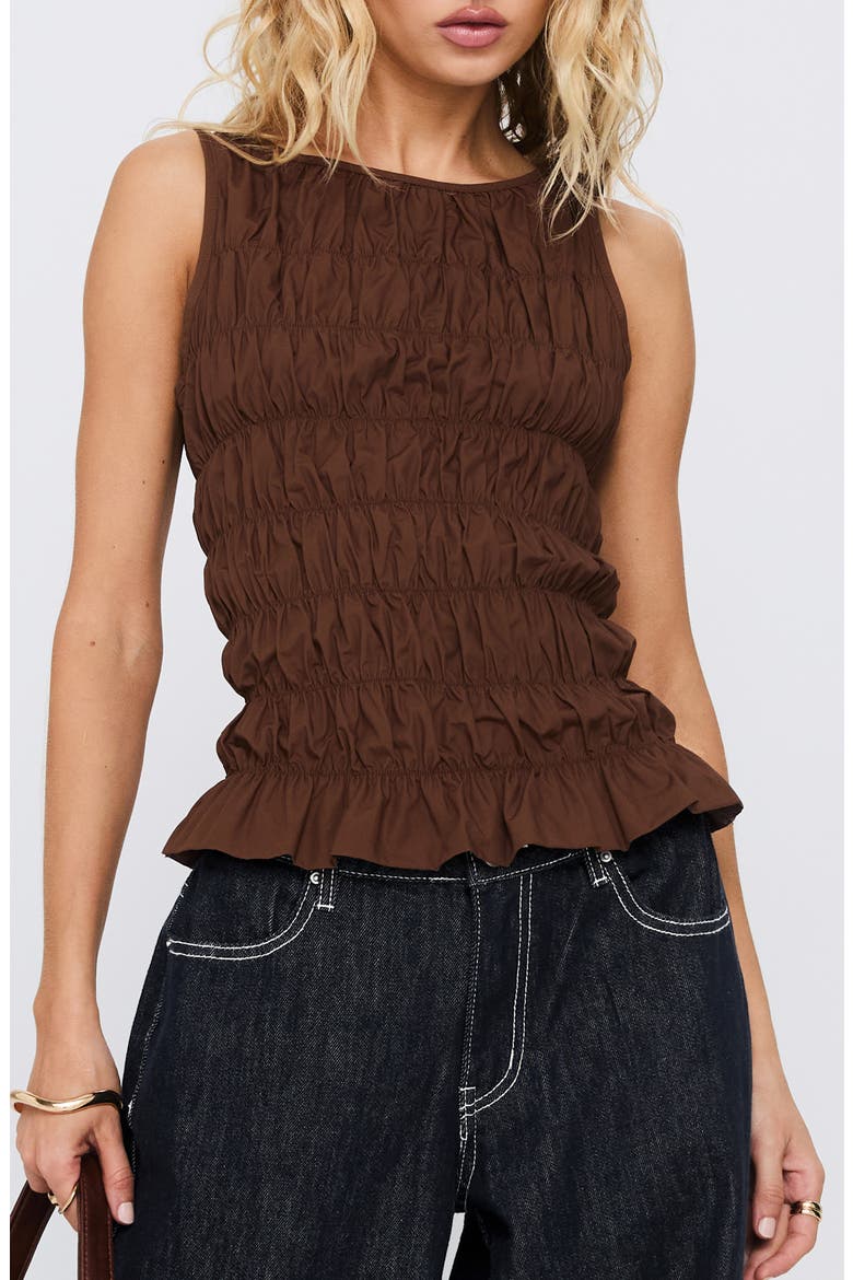 Marleene Smocked Tank, Main, color, CHOCOLATE