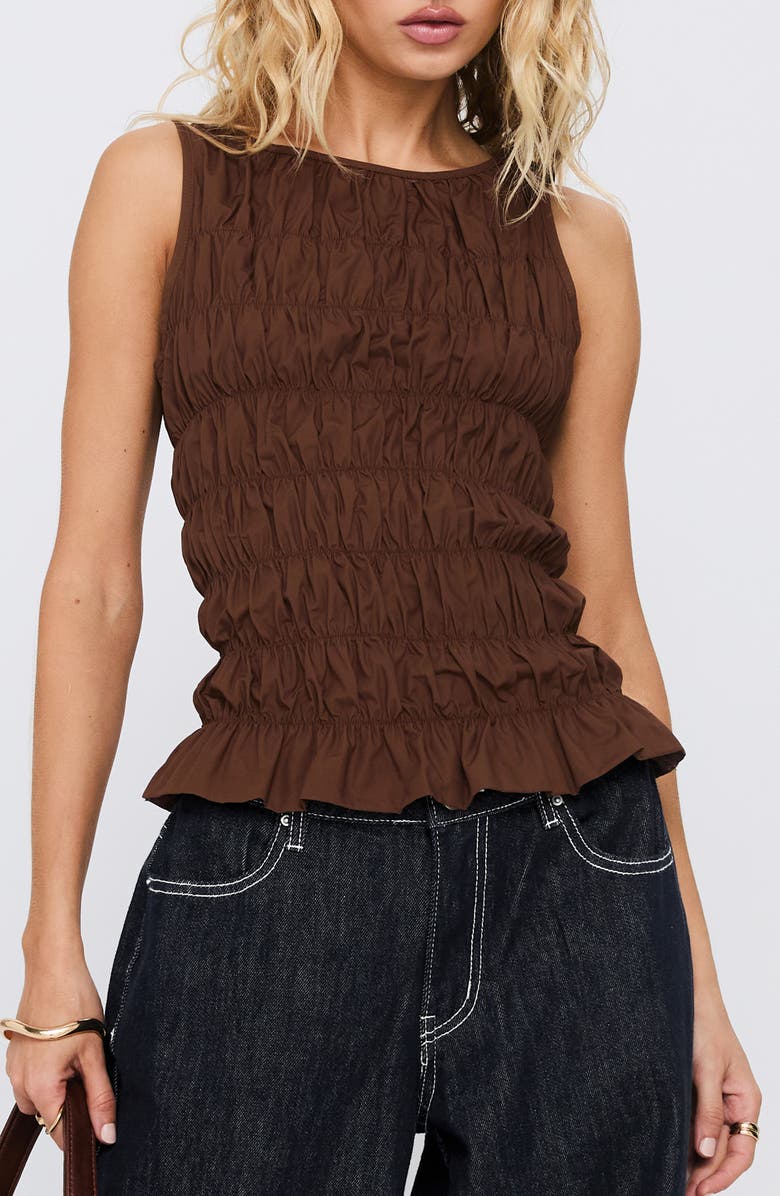 Princess Polly Marleene Smocked Tank, Main, color, Chocolate