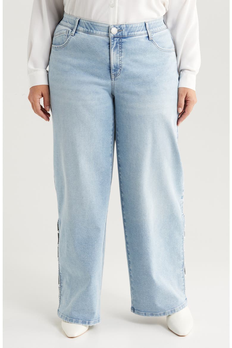 Sam 'Ab'Solution Side Slit High Waist Wide Leg Jeans, Main, color, LIGHT BLUE ARTISANAL