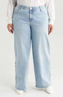 Sam 'Ab'Solution Side Slit High Waist Wide Leg Jeans
