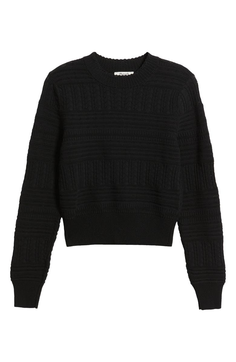 Madewell Cotton Crewneck Sweater, Alternate, color, Black