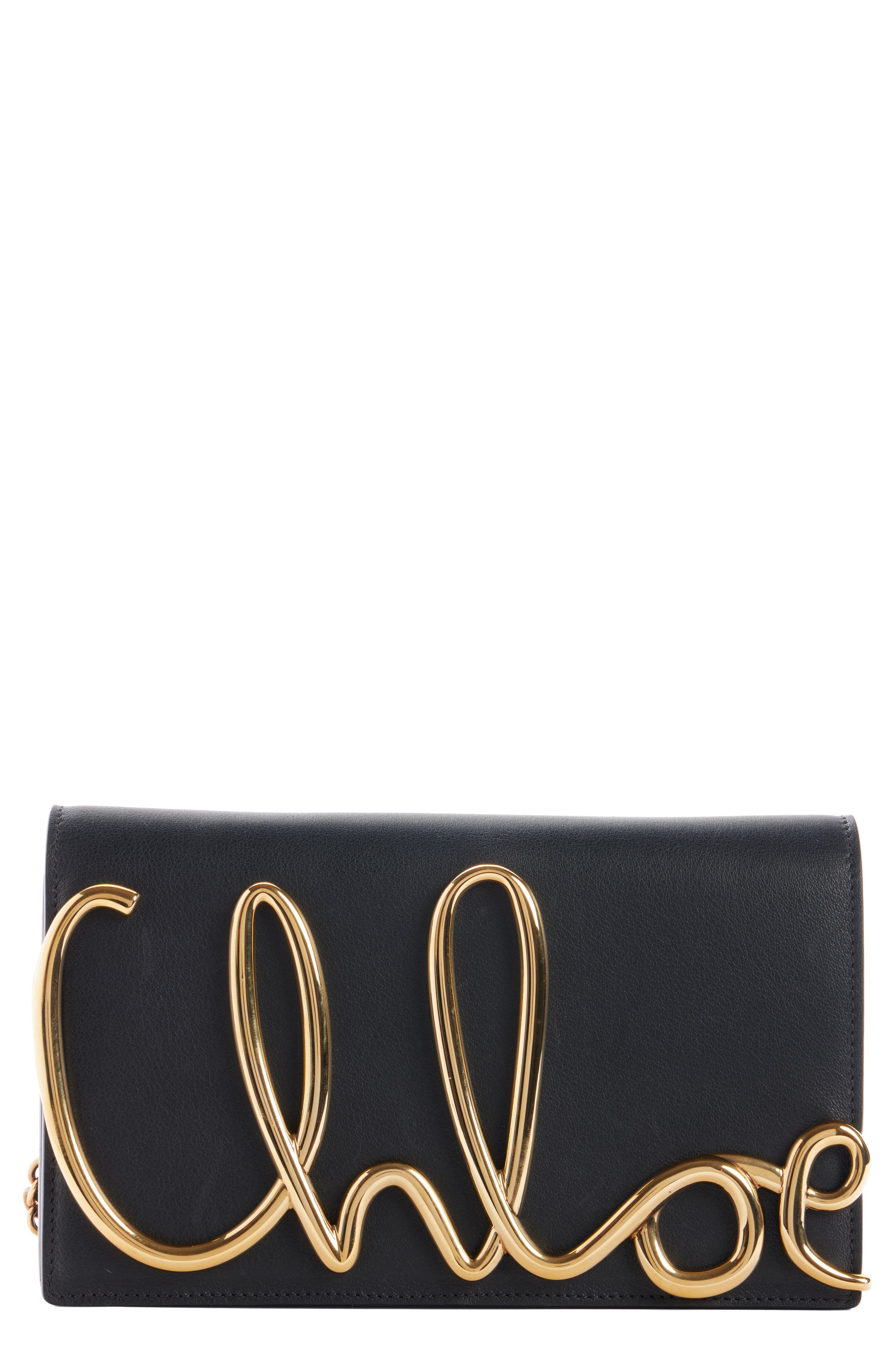 Chloé Script Logo Hardware Leather Shoulder Bag, Main, color, 