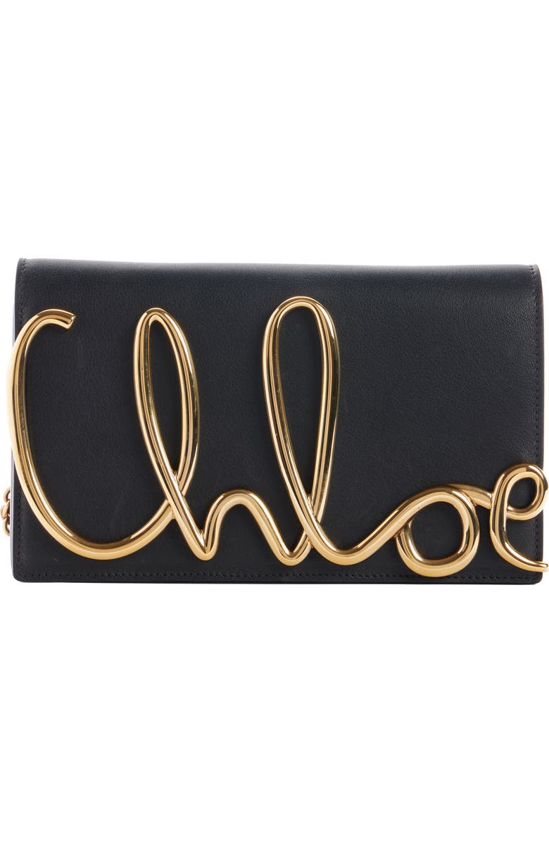 Chloé Script Logo Hardware Leather Shoulder Bag, Main, color,