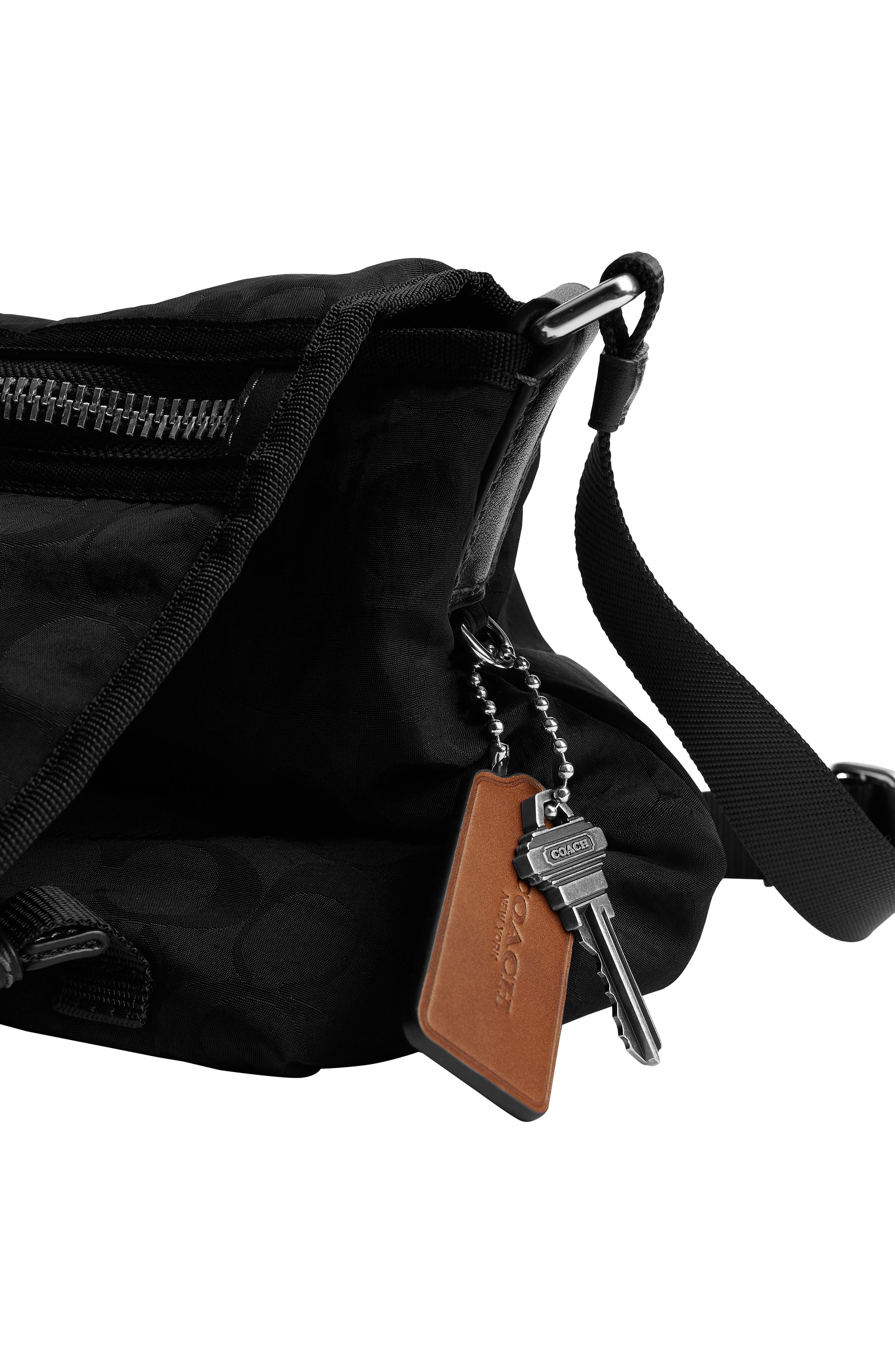 COACH Signature Nylon Messenger Bag, Alternate, color, Black