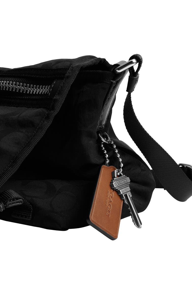 COACH Signature Nylon Messenger Bag, Alternate, color, Black