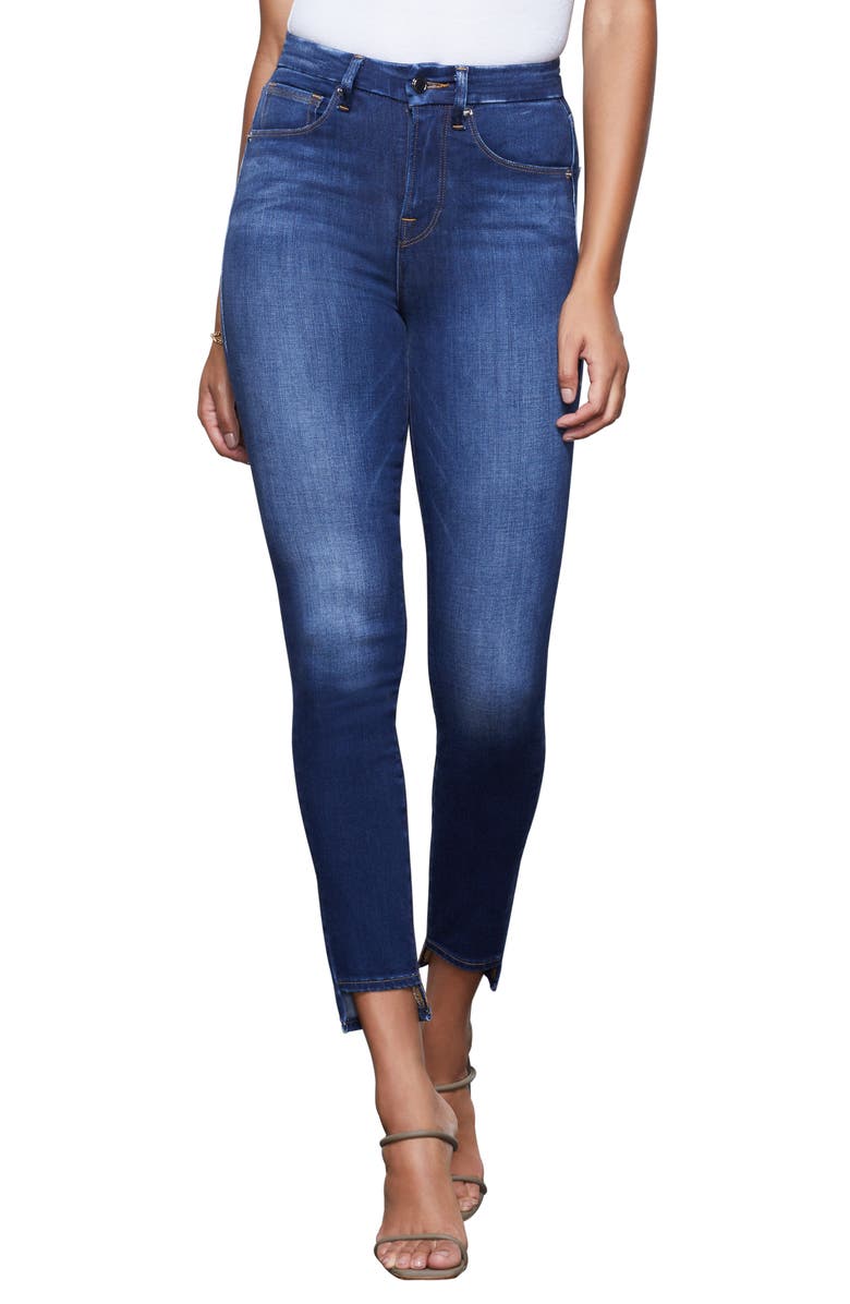 Good American Good Waist High Waist Step Hem Skinny Jeans, Main, color, 