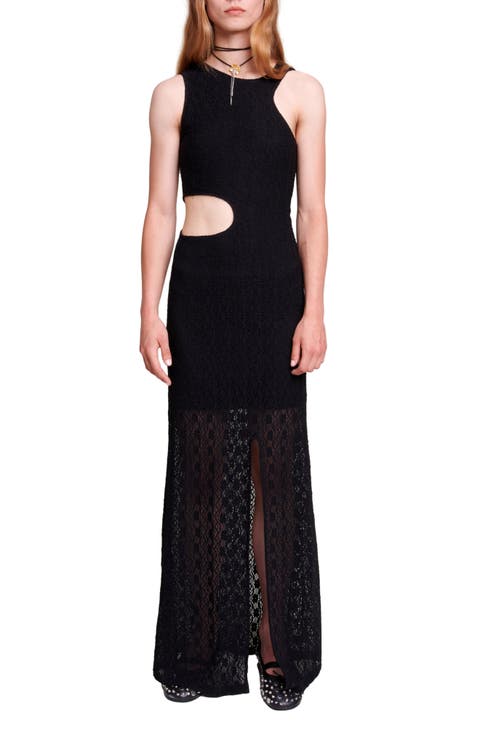 Raiserane Cutout Lace Overlay Maxi Dress