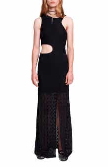 maje Raiserane Cutout Lace Overlay Maxi Dress