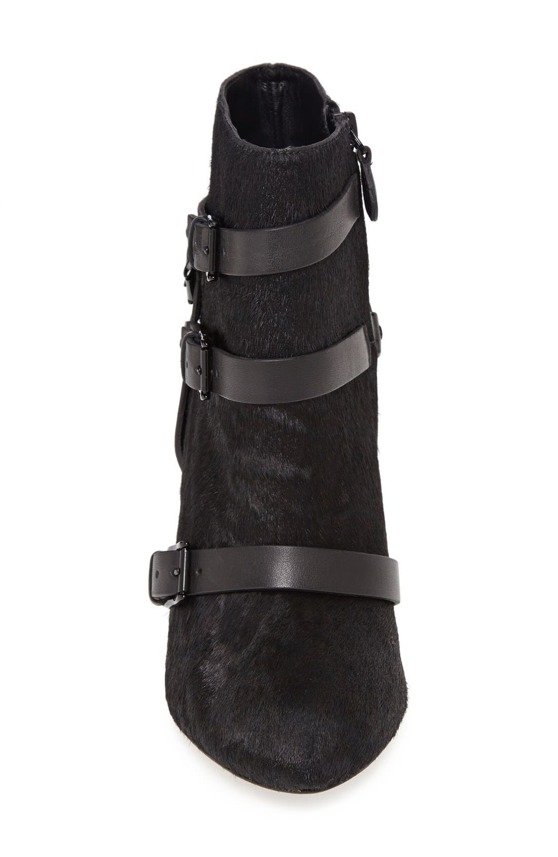 'Maggie' Wedge Bootie, Alternate, color, BLACK HAIRCALF/ BLACK CALF