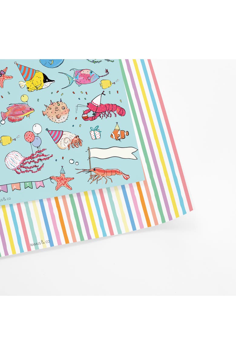 Eight Sheets Two-Sided "Babies" & "Reef Party" Heavyweight Gift Wrap, Alternate, color, Multicolored