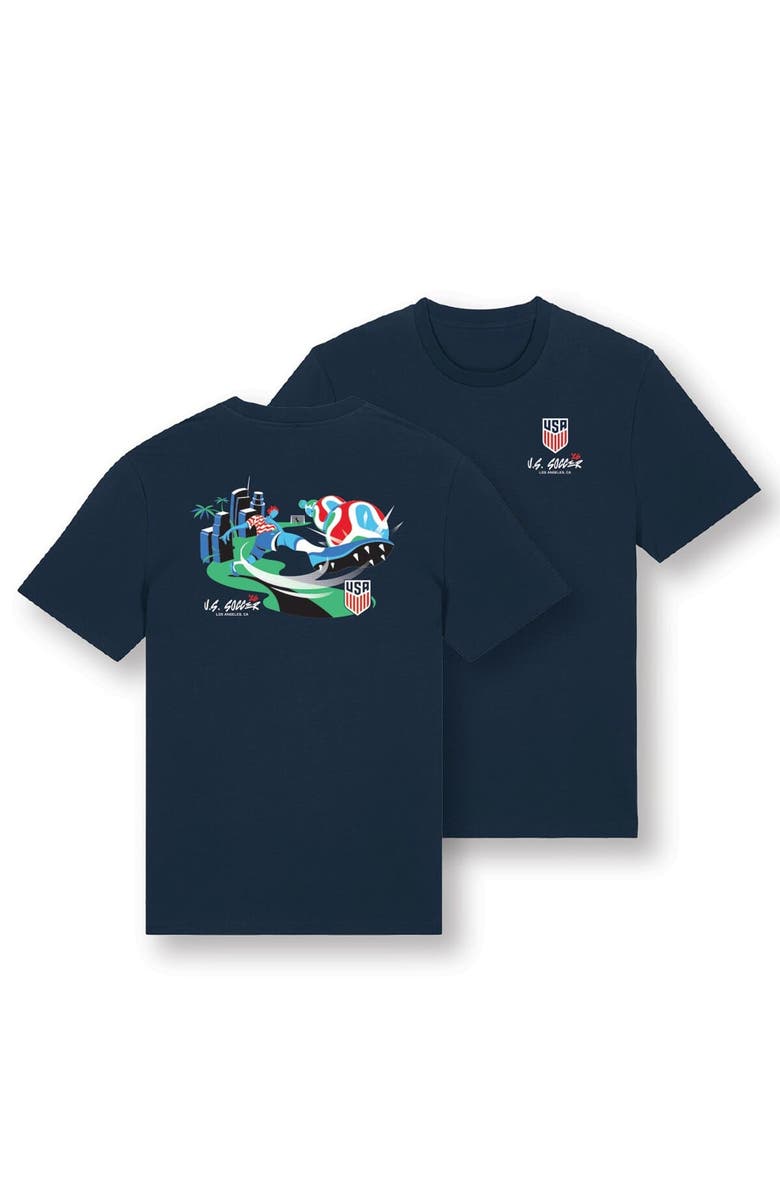 Uscape Apparel Unisex Uscape Apparel Navy USMNT 2026 Host City U.S. Soccer x Los Angeles Script T-Shirt, Main, color, Navy