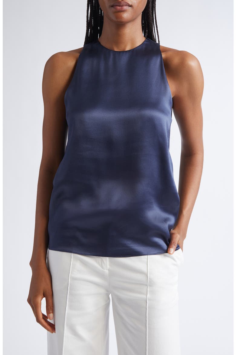 Sleeveless Silk Satin Top, Main, color, 11N NEW BLUE
