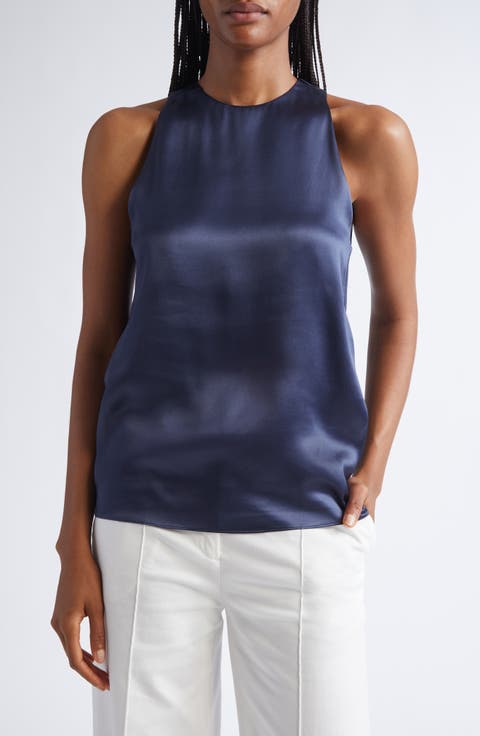 Sleeveless Silk Satin Top