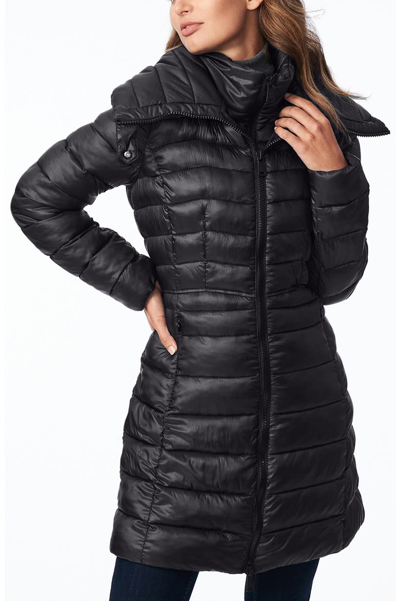 Packable Water Resistant Ecoplume™ Walker Coat, Alternate, color, BLACK