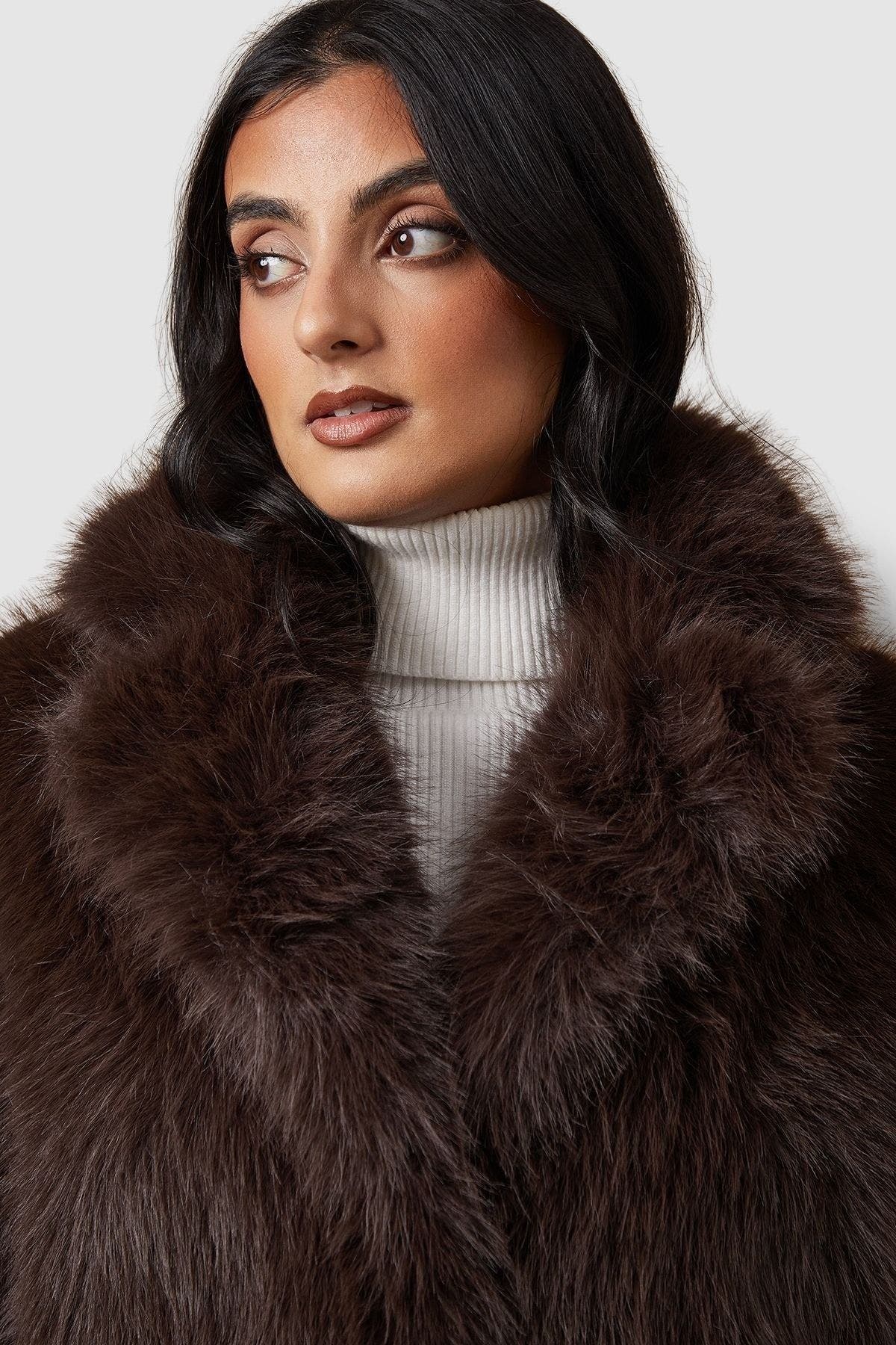 Faux Fur Midi Coat - image 2