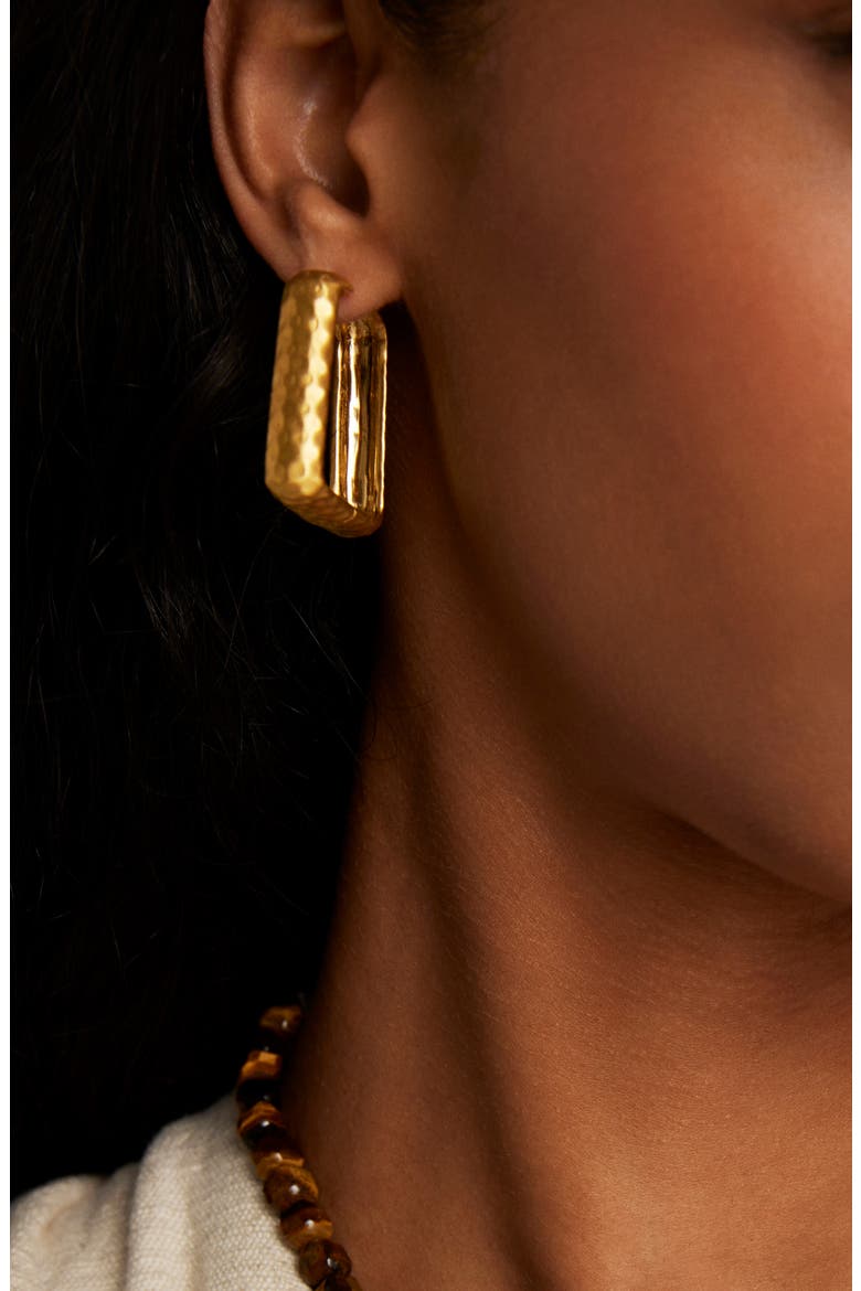 Nomad Hammered Square Hoop Earrings, Alternate, color, GOLD