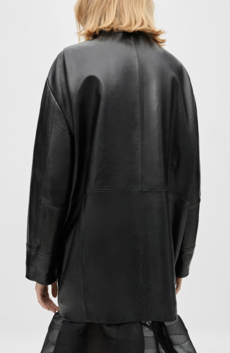 MANGO Oversize Faux Leather Jacket, Alternate, color, Black