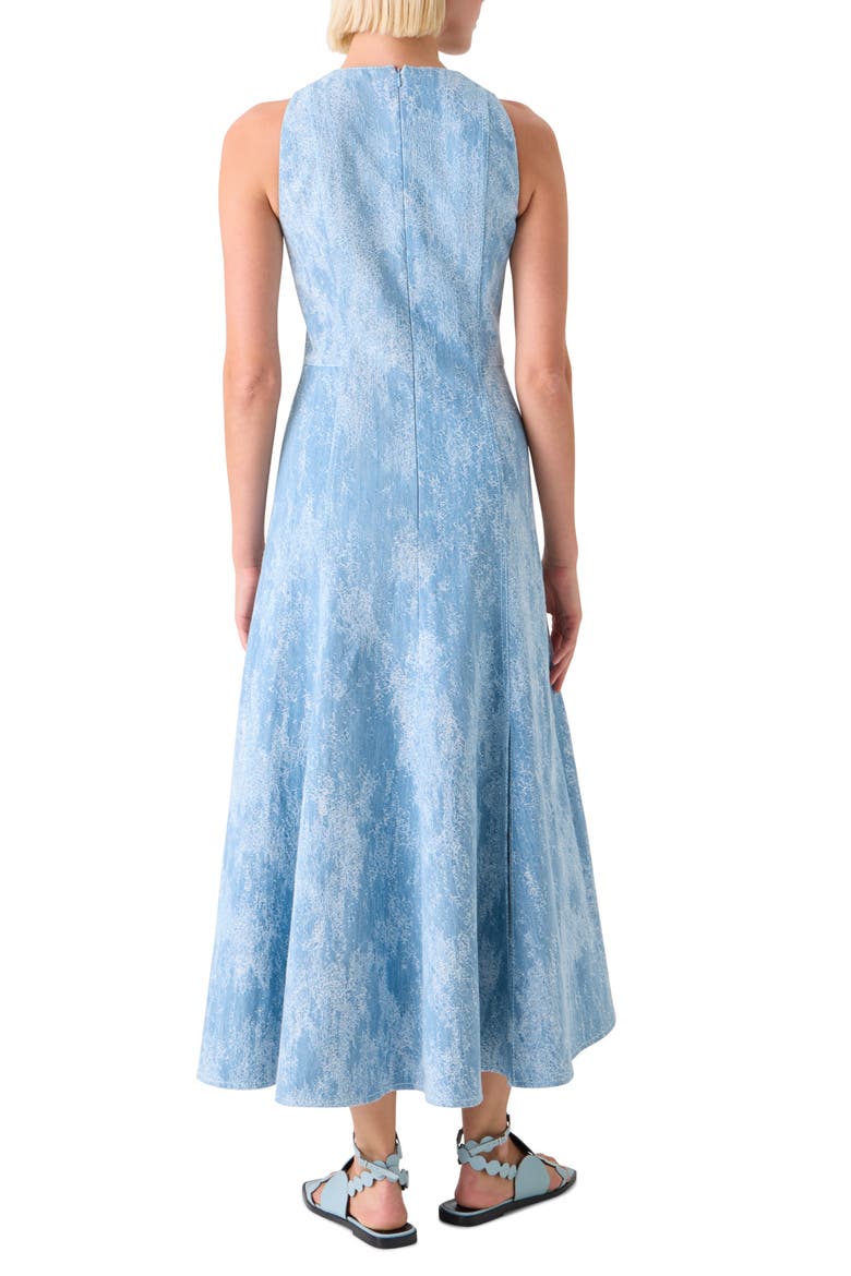 Cotton Jacquard Fit & Flare Midi Dress, Alternate, color, SKY BLUE DENIM