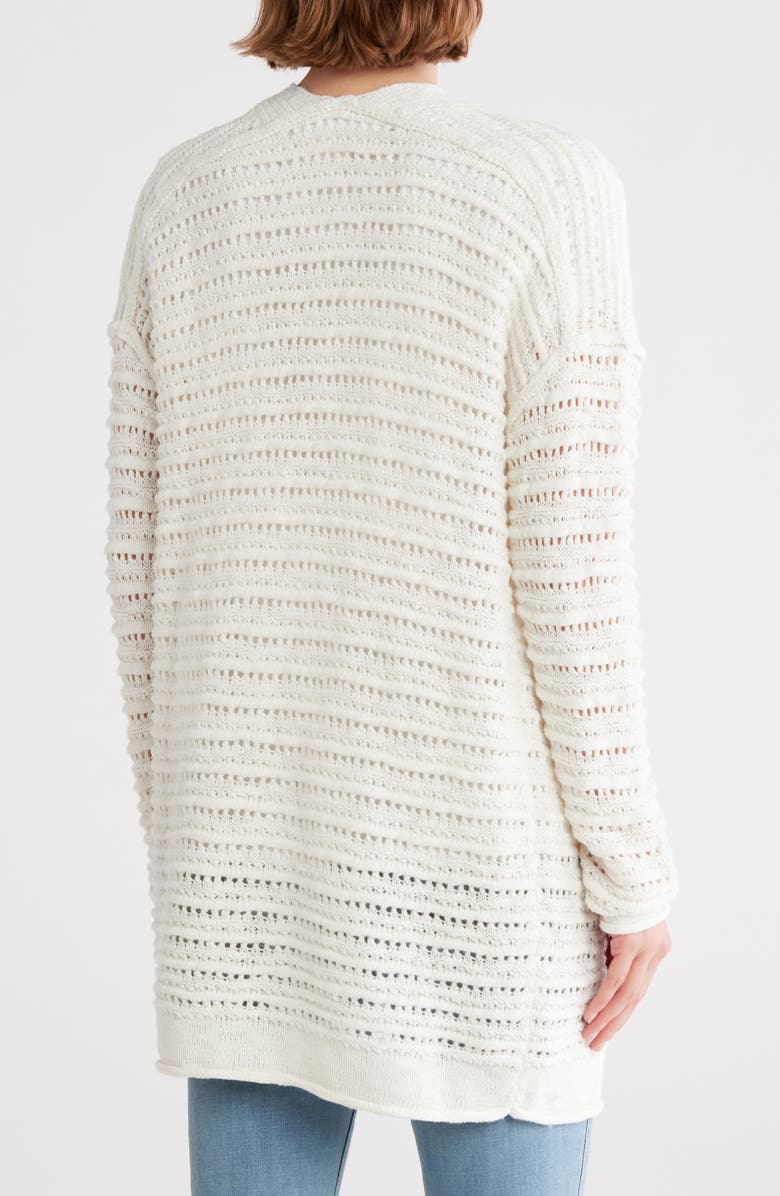 Lucky Brand Textured Cotton Blend Long Cardigan, Alternate, color, Tofu