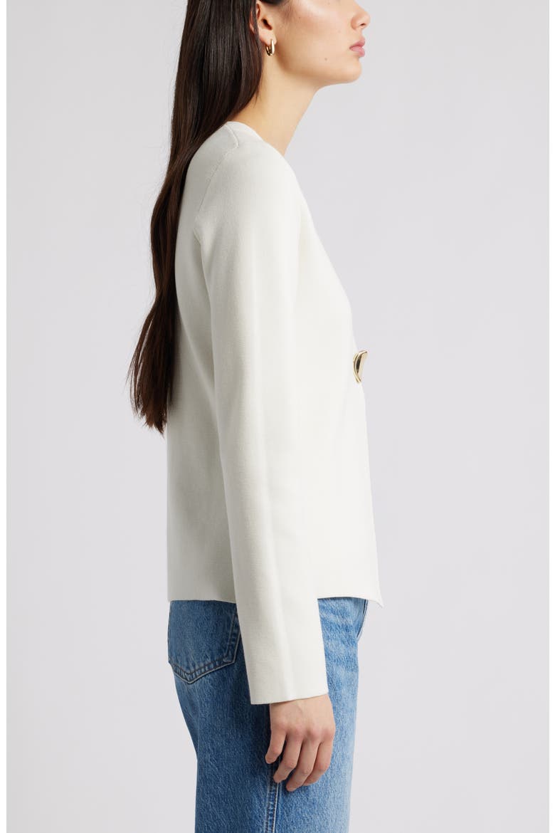 Structured One-Button Cardigan, Alternate, color, IVORY