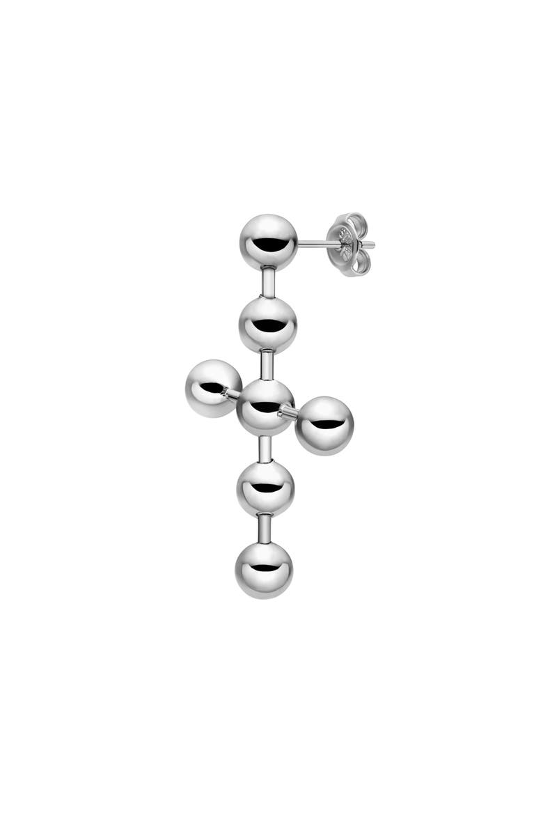 Ball Chain Single Cross Drop Earring, Alternate, color, SILVER