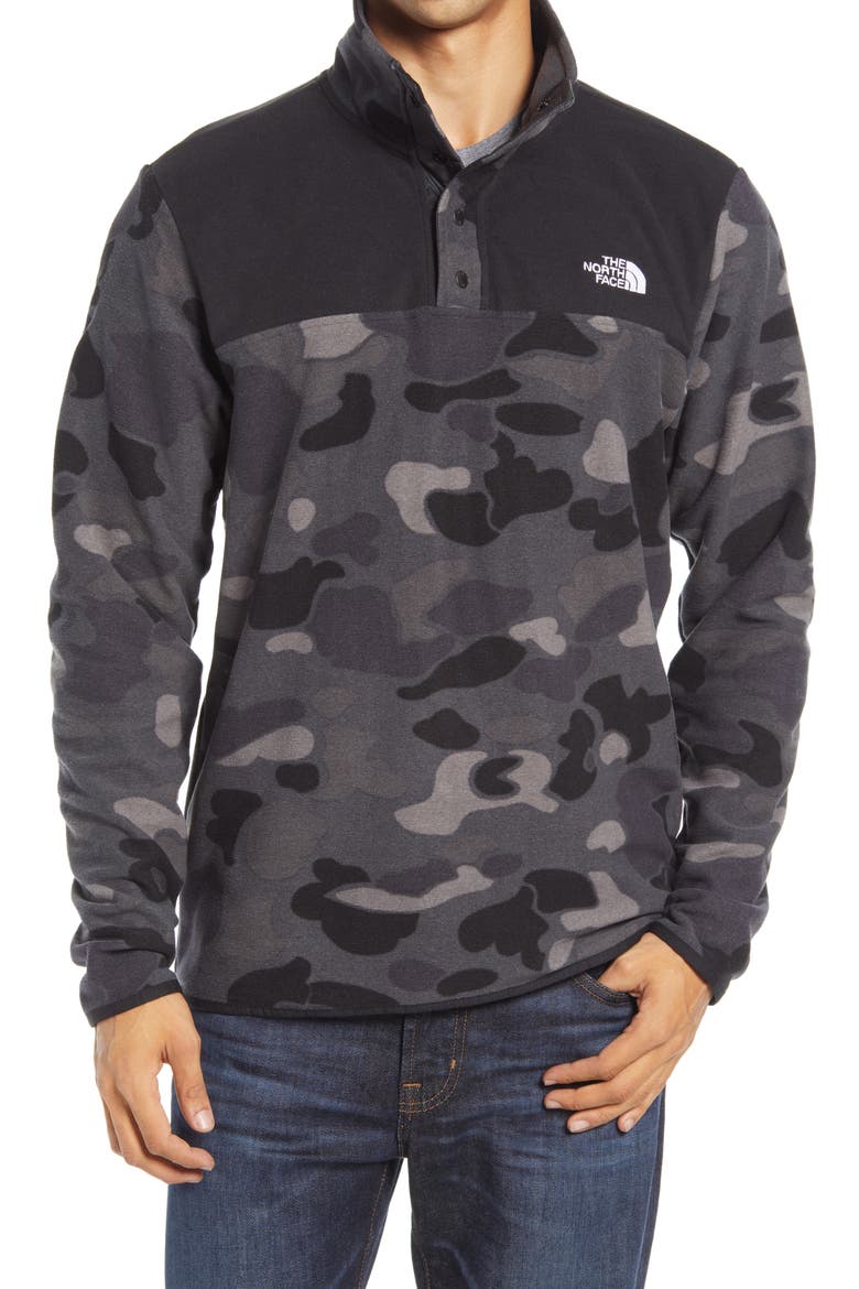 TKA Glacier Snap Neck Pullover, Main, color, TNF BLACK/TNF BLACK TONAL CAMO