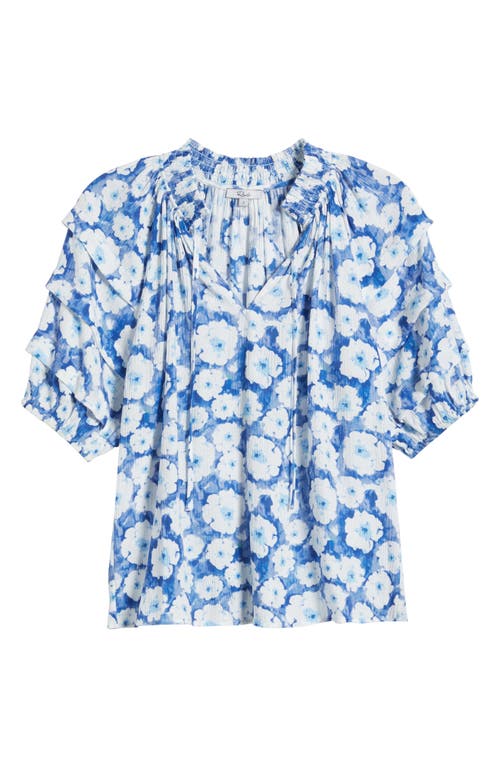 Rails Paris Floral Puff Sleeve Top In Blue Floral