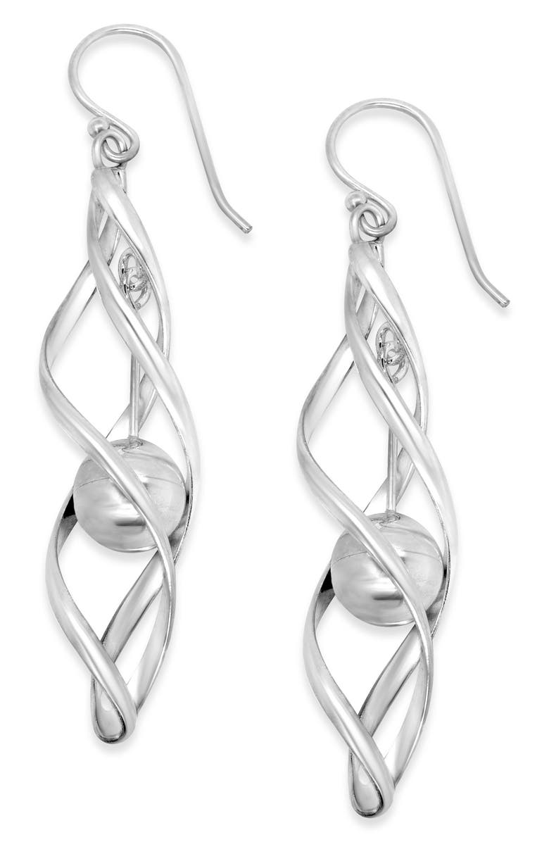 SAMUEL B. Sterling Silver Twisted Ball Drop Earrings, Main, color, Silver