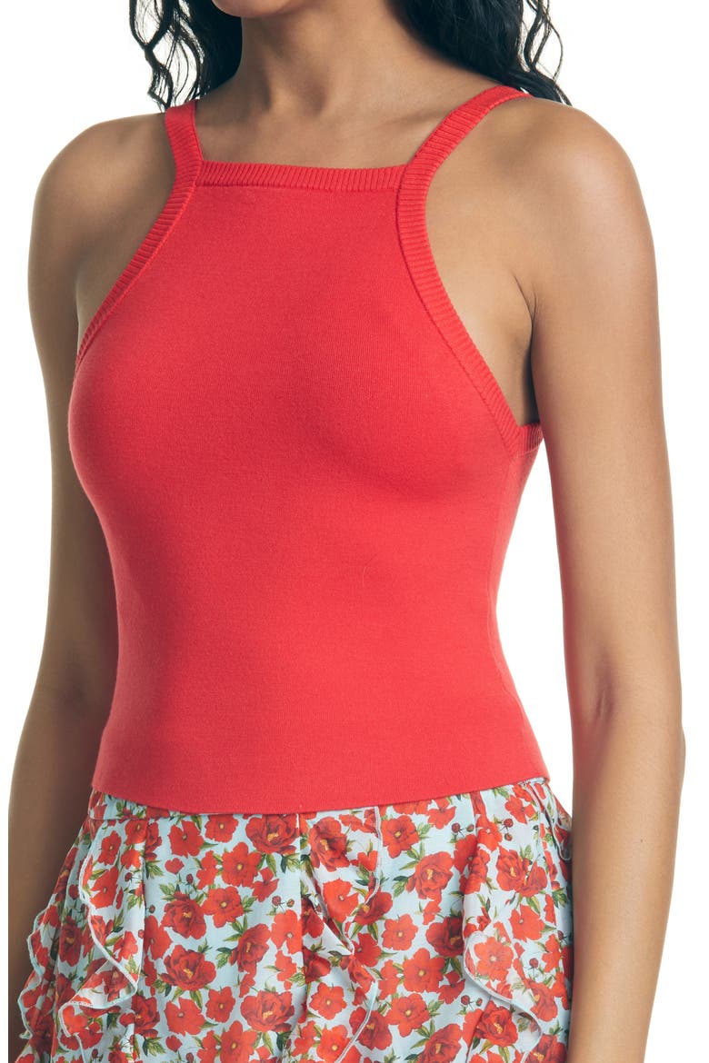 Cabot Halter Neck Knit Tank Top, Alternate, color, BRIGHT POPPY