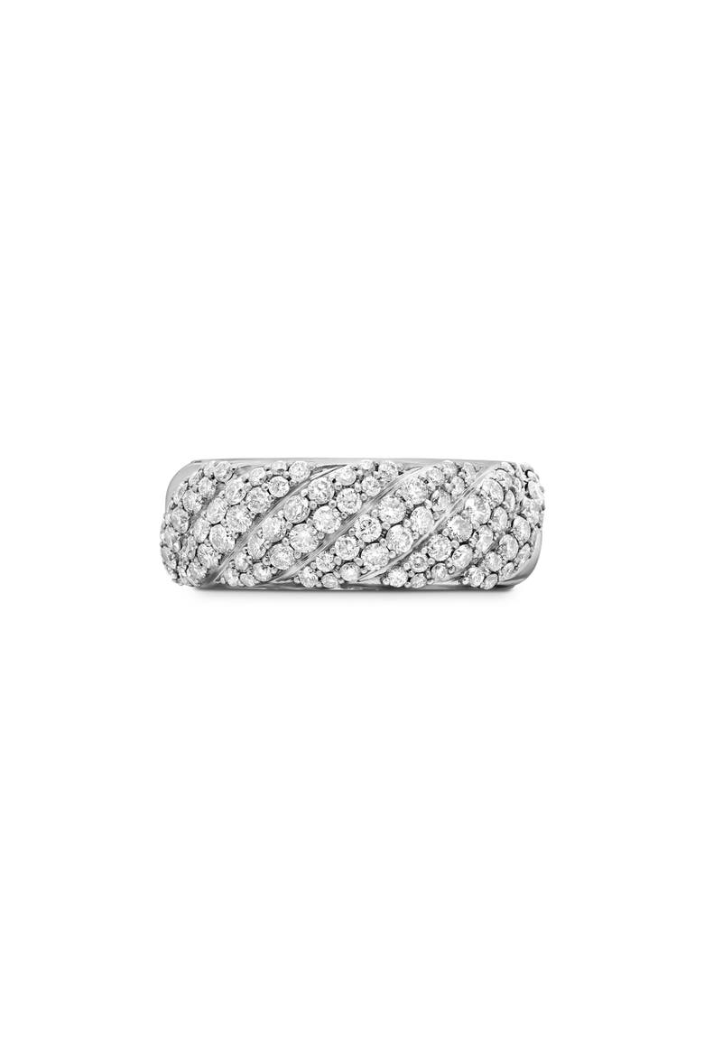 Sculpted Cable Band Ring in Sterling Silver with Pavé Diamonds, Main, color, STERLING SILVER