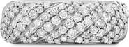 David Yurman Sculpted Cable Band Ring in Sterling Silver with Pavé Diamonds