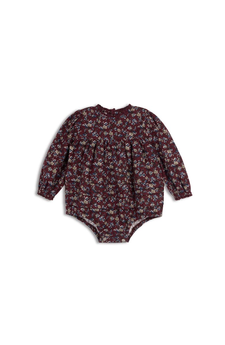 Looms Knits Looms Brushed Floral Dress Collection - Romper, Main, color, Wine