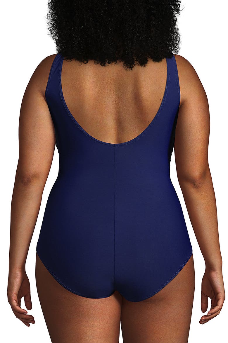 Plus Size DD-Cup Slender Tummy Control Chlorine Resistant Wrap One Piece Swimsuit, Alternate, color, Deep Sea Navy