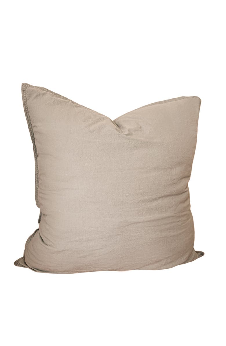 Anaya Stonewashed Cotton Percale Pillow with Down Insert, Main, color, Euro Rustic Beige