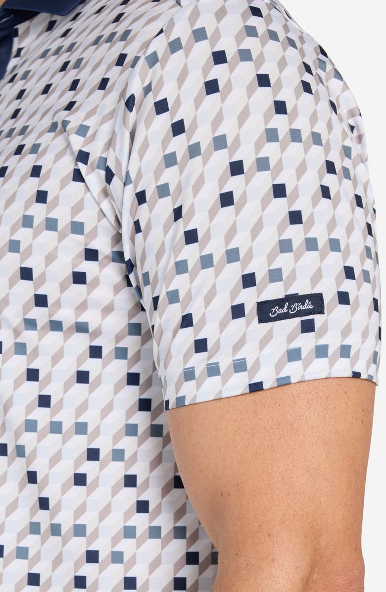 Bad Birdie Core Geo Print Performance Golf Polo, Alternate, color, Cube Conundrum - Blue