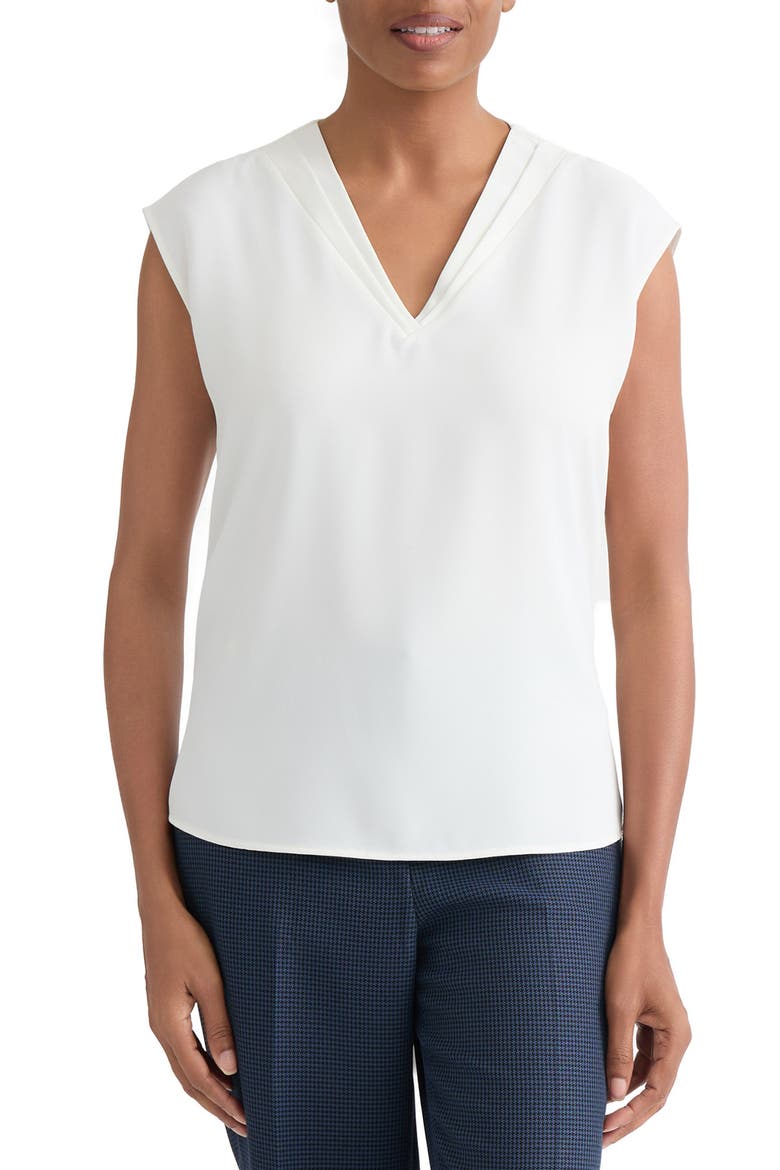 Pleated V-Neck Top, Main, color, VANILLA ICE