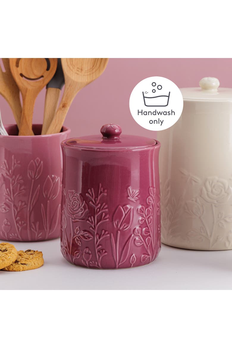 In The Meadow Medium Storage Crock, 7" x 5", Alternate, color, Purple
