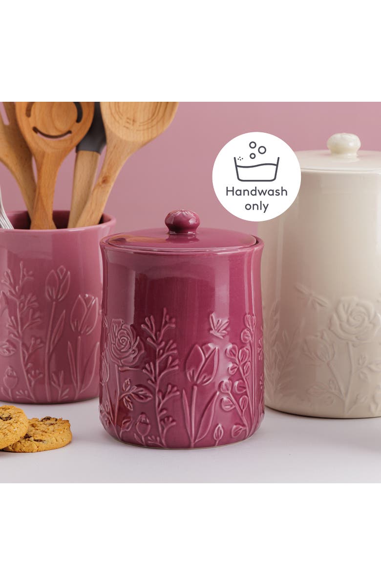 MASON CASH In The Meadow Medium Storage Crock, 7" x 5", Alternate, color, Purple