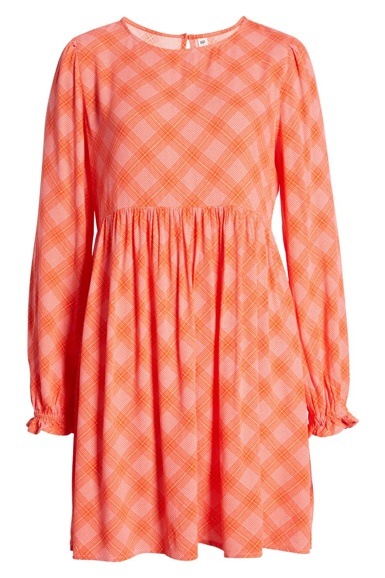 Print Long Sleeve Dress, Alternate, color, PINK- RED IAN BIAS PLAID