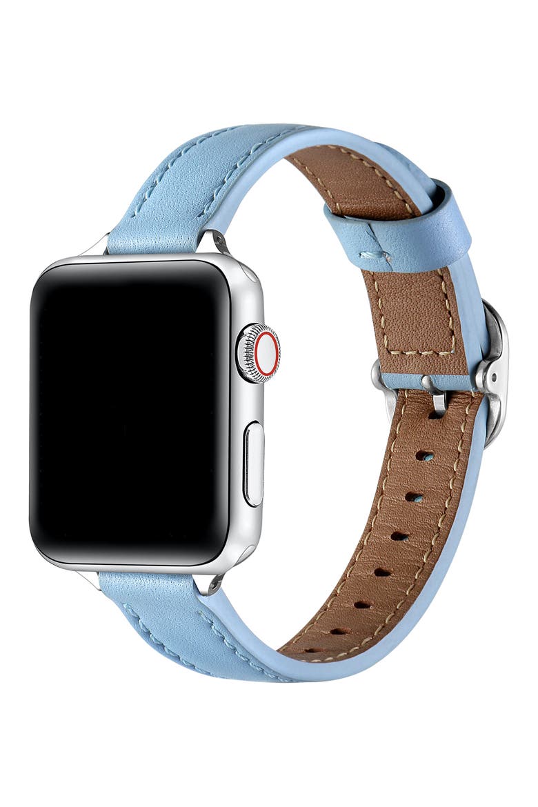 Carmen Leather Apple Watch® Watchband, Alternate, color, ICE BLUE