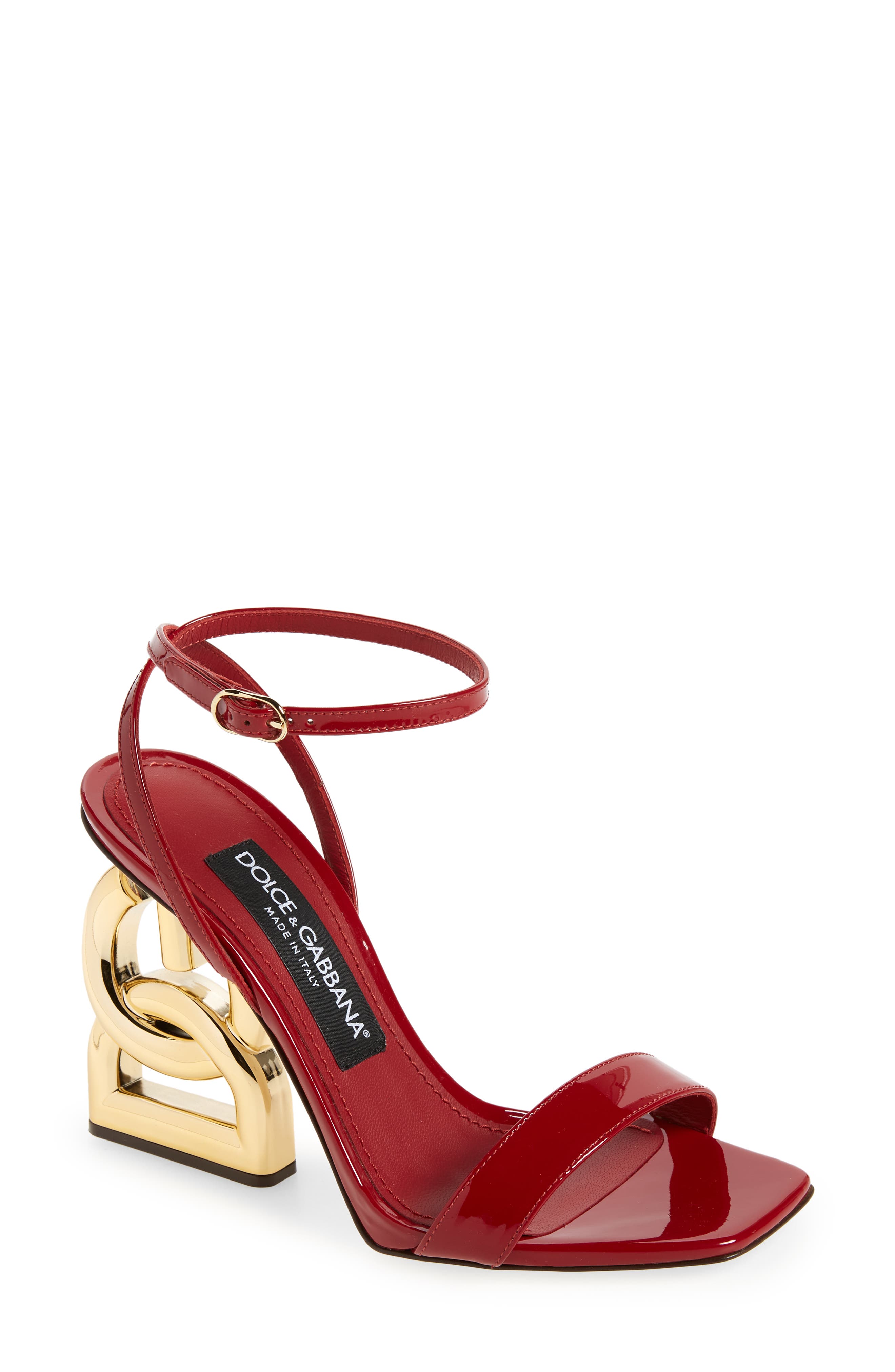 Logo Heel Ankle Strap Sandal, Main, color, ROSSO