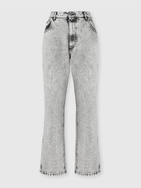 Five-pocket Mid-rise Bleached Denim Pants