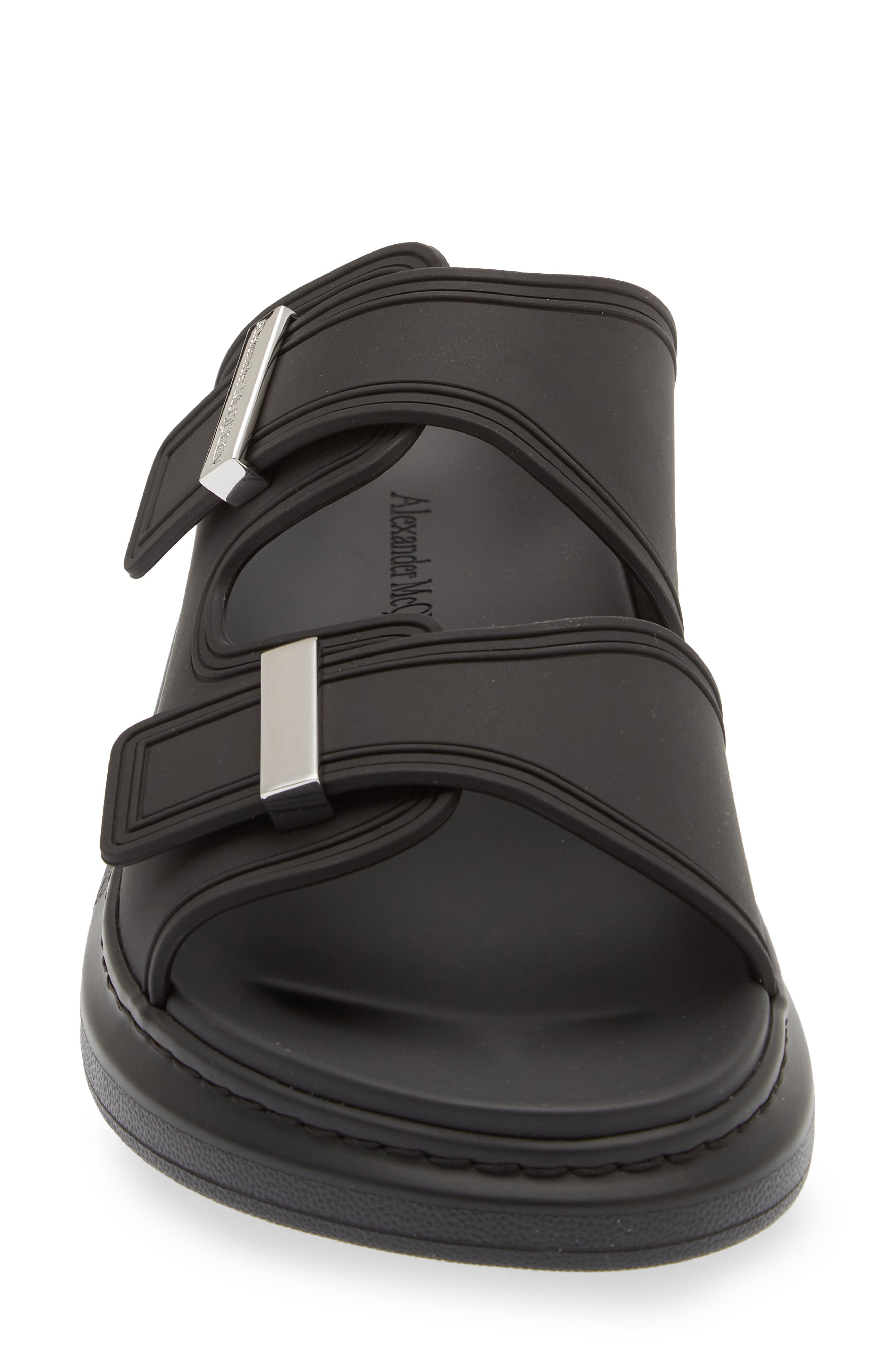 McQueen Oversize Slide Sandal, Alternate, color, Black/ Silver