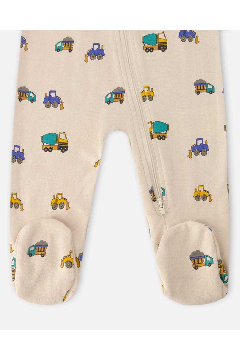 Organic Cotton One-Piece Truck Print Pyjama, Alternate, color, Beige Printed Trucks