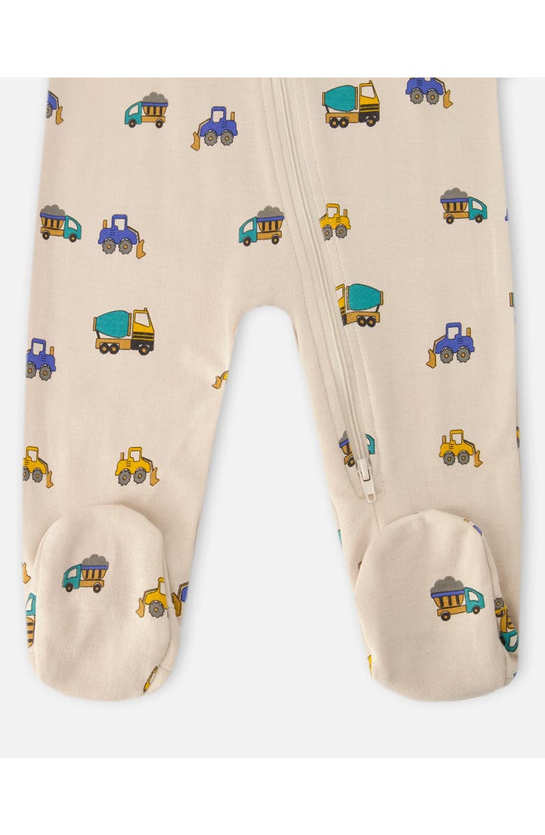Deux par Deux Organic Cotton One-Piece Truck Print Pyjama, Alternate, color, Beige Printed Trucks