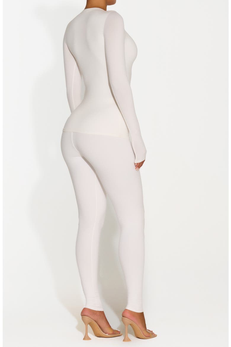 Bare Crewneck Long Sleeve Top, Alternate, color, WHITE