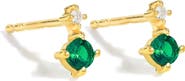 YS GEMS Emerald & White Topaz Double Drop Earrings
