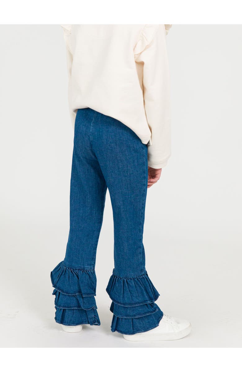 RuffleButts Girls Denim Flare Pants, Alternate, color, Medium Wash